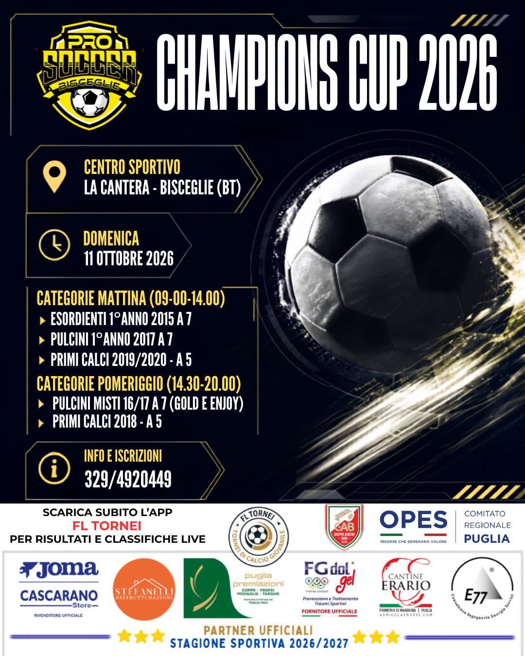 Locandina Pro Soccer Champions Cup 2026 a Bisceglie