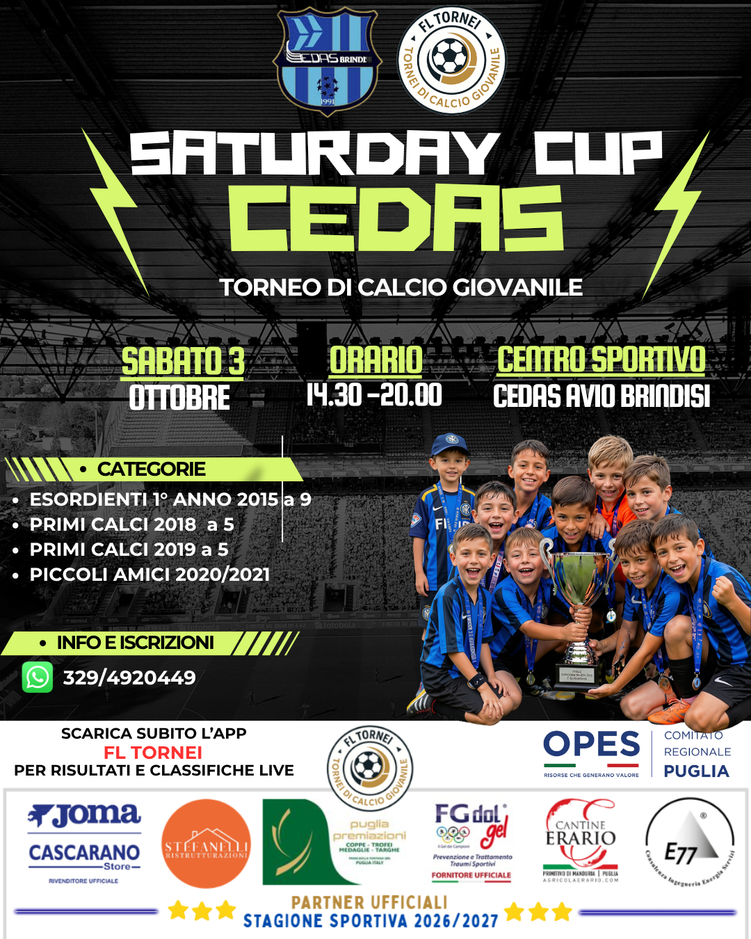 Locandina Saturday Cup CEDAS a Brindisi